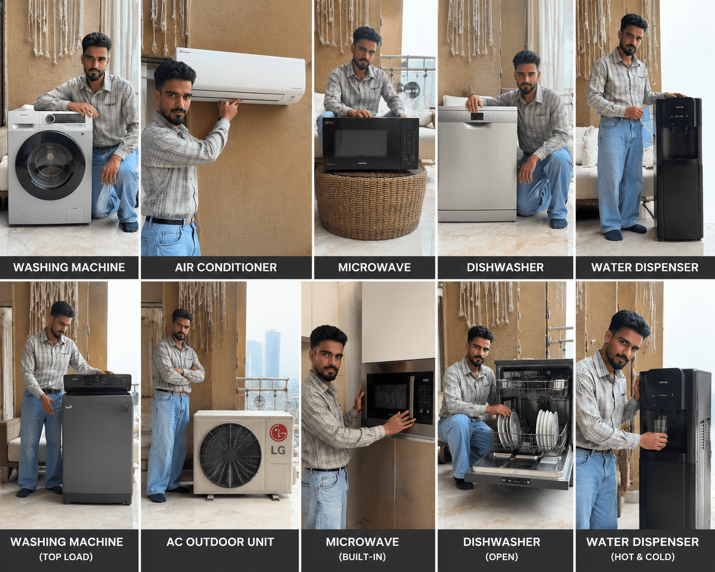 Appliance repair technician servicing a home appliance in Kashmir